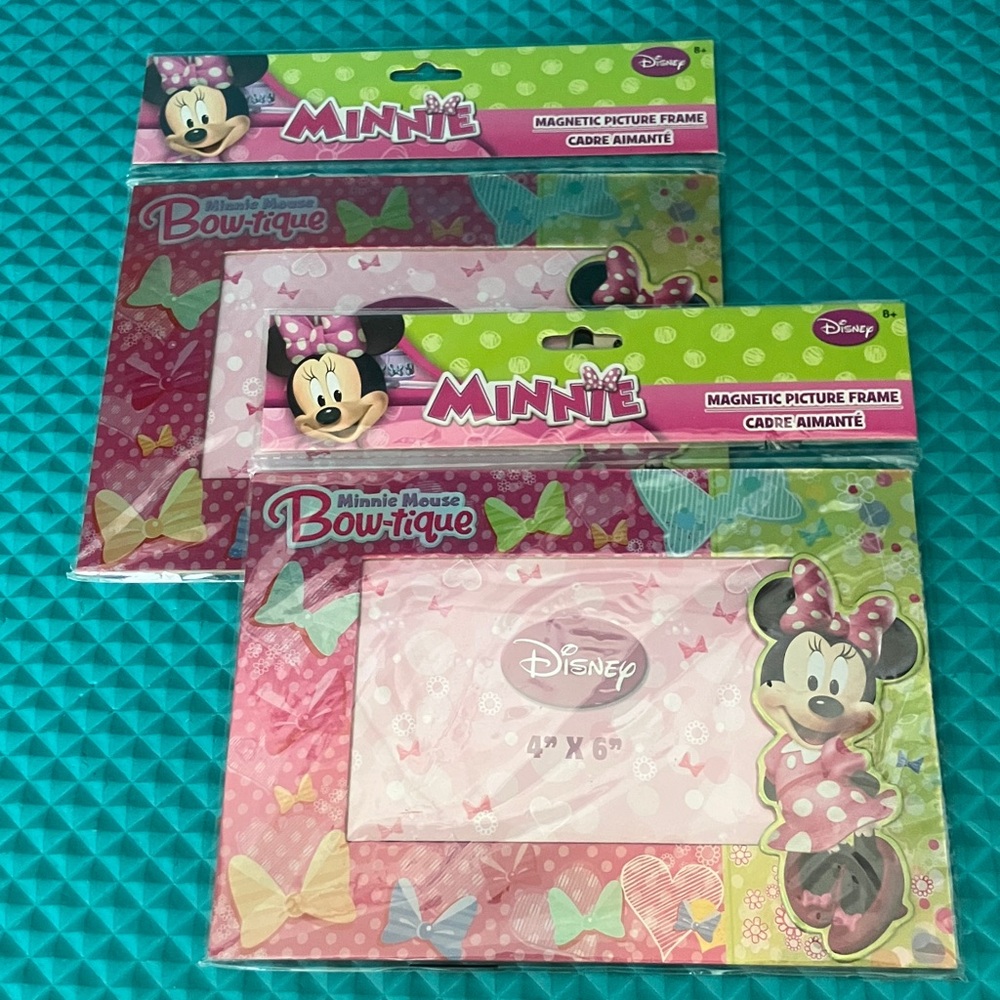 NEW 2 DISNEY Minnie Mouse Bow-Tique Magnetic Picture Frame 4" x 6"